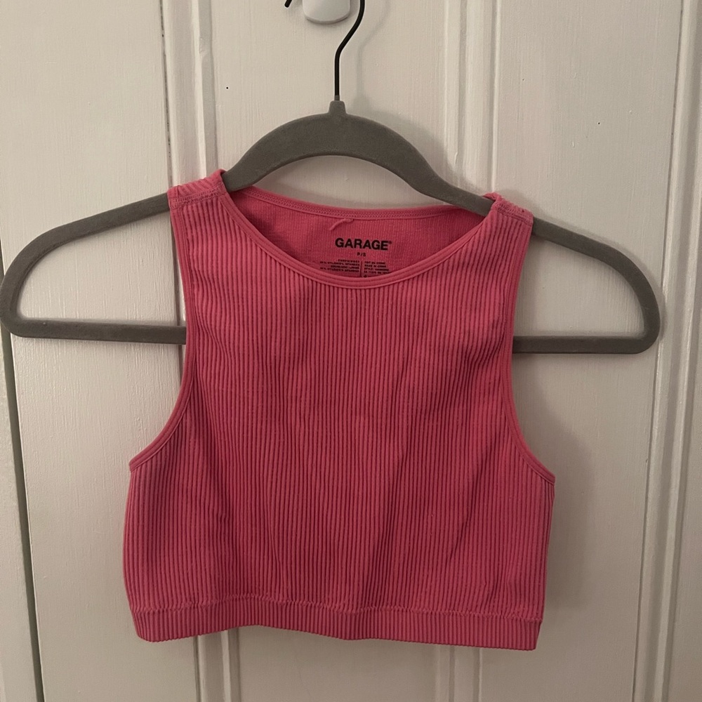 Garage Pink Ribbed Crop Top